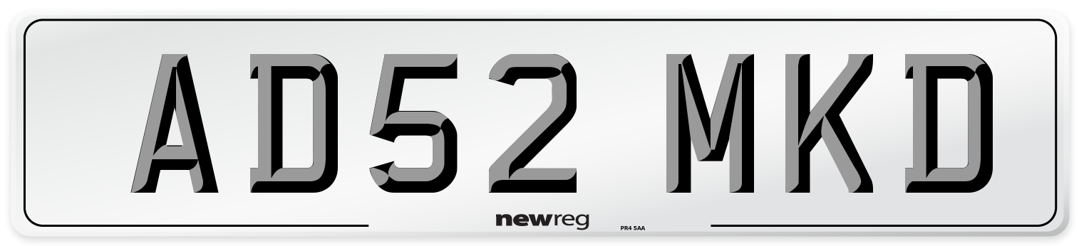 AD52 MKD Number Plate from New Reg
